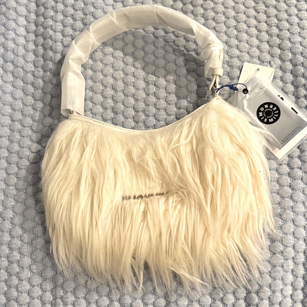 Cream Faux Fur Shoulder Bag